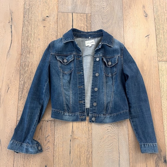 Maison Jules Blue Denim Jacket with Removable Cream Sherpa Collar Size Small - Picture 9 of 11